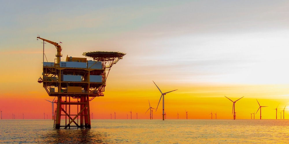 offshore wind turbines generating renewable energy at sea
