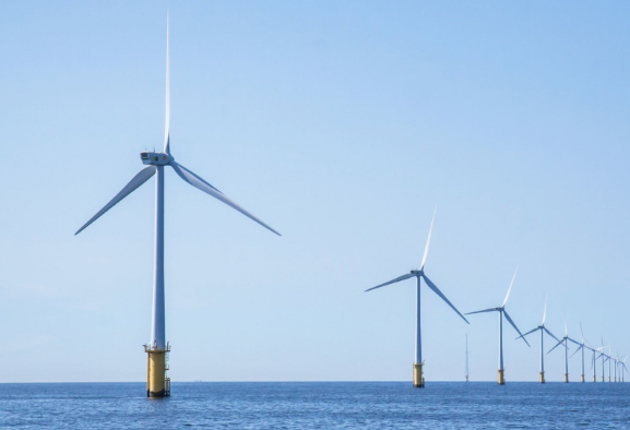 offshore wind turbines generating renewable energy at sea